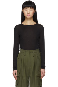 Balmain - T-shirt à manches longues et quatre boutons noir