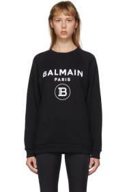 Balmain - Black Flocked Logo Sweatshirt