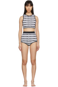 Balmain - Black & White Logo Stripes Bikini