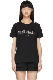 Balmain - Black 3-Button Logo T-Shirt