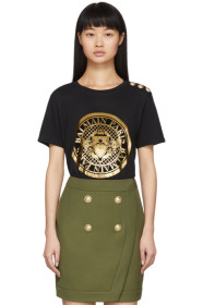 Balmain - Black 3-Button Coin T-Shirt