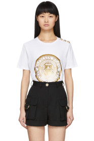 Balmain - White 3-Button Coin T-Shirt