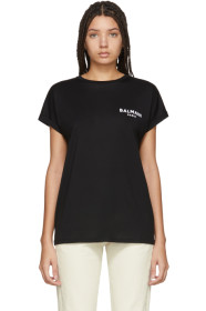 Balmain - T-shirt à logo floqué noir
