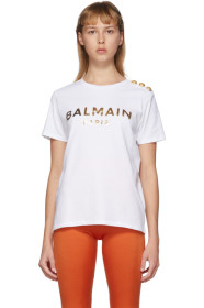 Balmain - Black & Gold 3-Button Metallic Logo T-Shirt