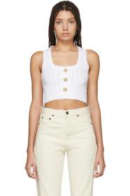 Balmain - Débardeur écourté en maille blanc