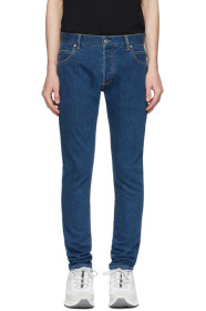 Balmain - Blue Slim Embossed Logo Jeans