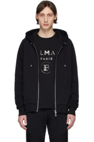 Balmain - Black Debossed Zip-Up Hoodie