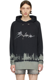 Balmain - Pull à capuche à motif tie-dye bleu marine