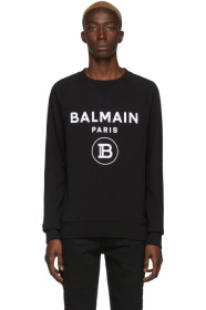 Balmain - ブラック フロック ロゴ セーター
