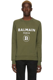 Balmain - カーキ フロック ロゴ セーター