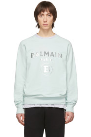 Balmain - グリーン & シルバー ロゴ スウェットシャツ
