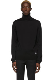 Balmain - Col roulé à logo en laine noir