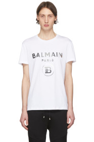 Balmain - ホワイト ラバー ロゴ T シャツ