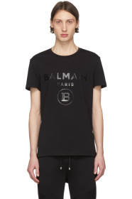 Balmain - ブラック ラバー ロゴ T シャツ