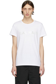 Balmain - ホワイト ロゴ T シャツ