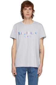 Balmain - Grey Hologramme Logo T-Shirt