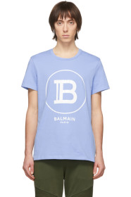 Balmain - ブルー ロゴ T シャツ
