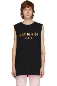 Balmain - Black Hologramme Logo Tank Top