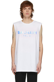 Balmain - White Hologramme Logo Tank Top