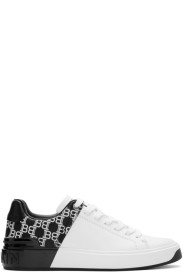 Balmain - Baskets à logo blanches et noires B-Court
