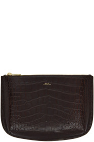 A.P.C. - Pochette embossée façon croco brune Sarah
