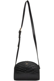A.P.C. - Sac embossé façon croco noir Mini Demi-Lune