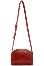 A.P.C. - Sac embossé façon lézard rouge Demi-Lune