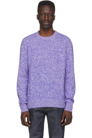 A.P.C. - Pull molletonné en laine bleu et blanc Marcus