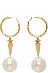 Junya Watanabe - Gold & Off-White flake Edition Pearl Stud Hoop Earrings