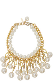Junya Watanabe - Gold & Off-White flake Edition Pearl Stud Necklace