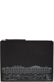 Lanvin - Black Illustrated Hut Flat Pouch