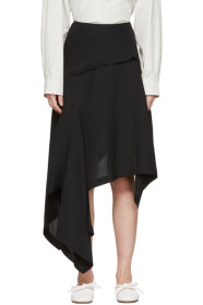 Lanvin - ブラック シルク アシンメトリ スカート