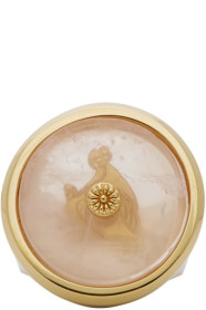 Lanvin - Pink & Gold Enamel Quartz Signet Ring