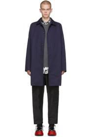 Lanvin - ネイビー ギャバジン Mackintosh コート