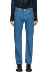 Lanvin - Jean à jambe droite bleu Washed