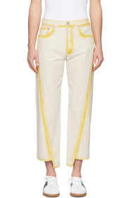 Lanvin - White & Yellow Overdyed Twisted Seam Jeans