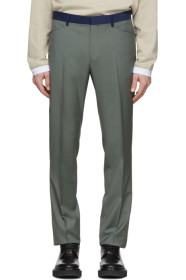 Lanvin - 绿色 Contrasted Waist 精裁长裤