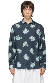 Lanvin - Navy Silk Straight Shirt