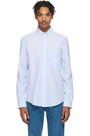 Lanvin - Chemise en crépon bleue et blanche