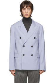 Lanvin - ブルー ウール モヘア ダブルブレスト ブレザー
