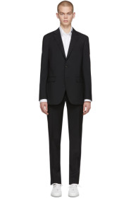 Lanvin - Costume en laine extensible noir Natural