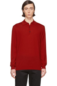 Lanvin - Red Wool Long Sleeve Polo