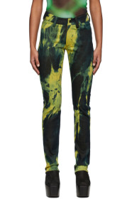Mowalola - Indigo & Green Tie-Dye Jeans