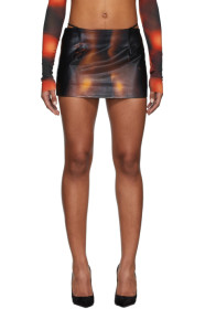 Mowalola - Black Leather LC Print Miniskirt