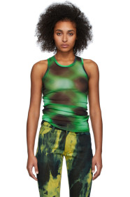 Mowalola - Black & Green Petrol Tank Top