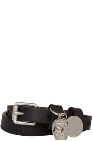Alexander McQueen - Bracelet double-tour noir et argenté Skull