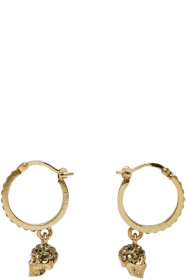 Alexander McQueen - Gold & Pink Mini Skull Hoop Earrings
