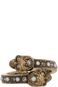 Alexander McQueen - Gold Twin Skull Ring