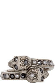 Alexander McQueen - Bague argentée Twin Skull