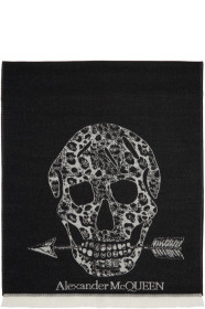 Alexander McQueen - Black Wool Oversize Leopard & Skull Scarf